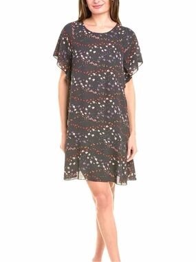 Cabi Flutter Sleeve Shift Dress Gray Floral Multicolor Boho Romantic
Sz Large